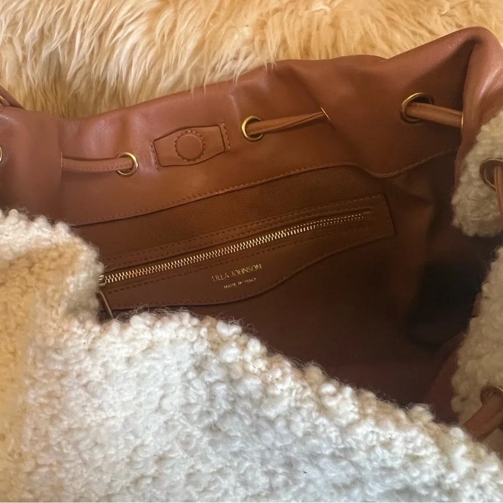 Ulla Johnson Brown Remy Large Shoulder Tote With Cream Boucle